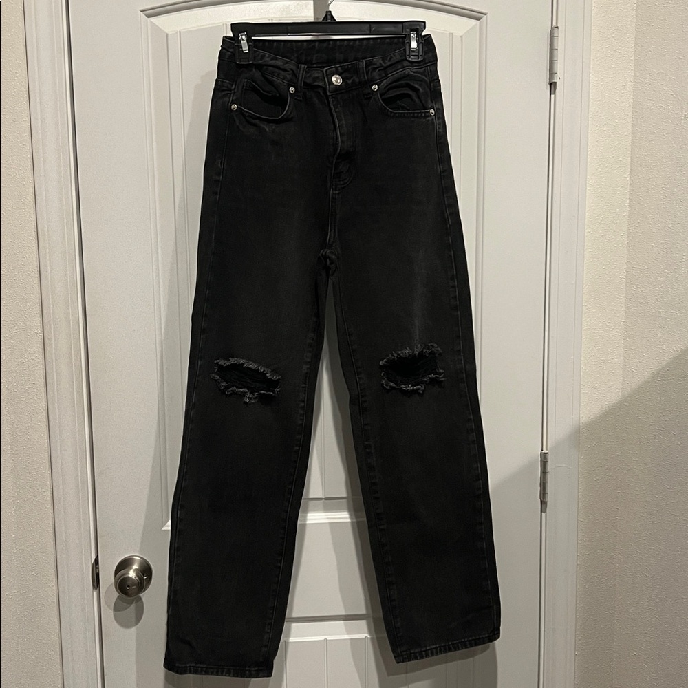 SHEIN Black Distressed Women Jeans